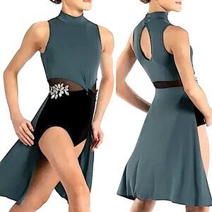 WEISSMAN Dance costume lyrical slate blue maxi dress Candles 14719 XLA adult